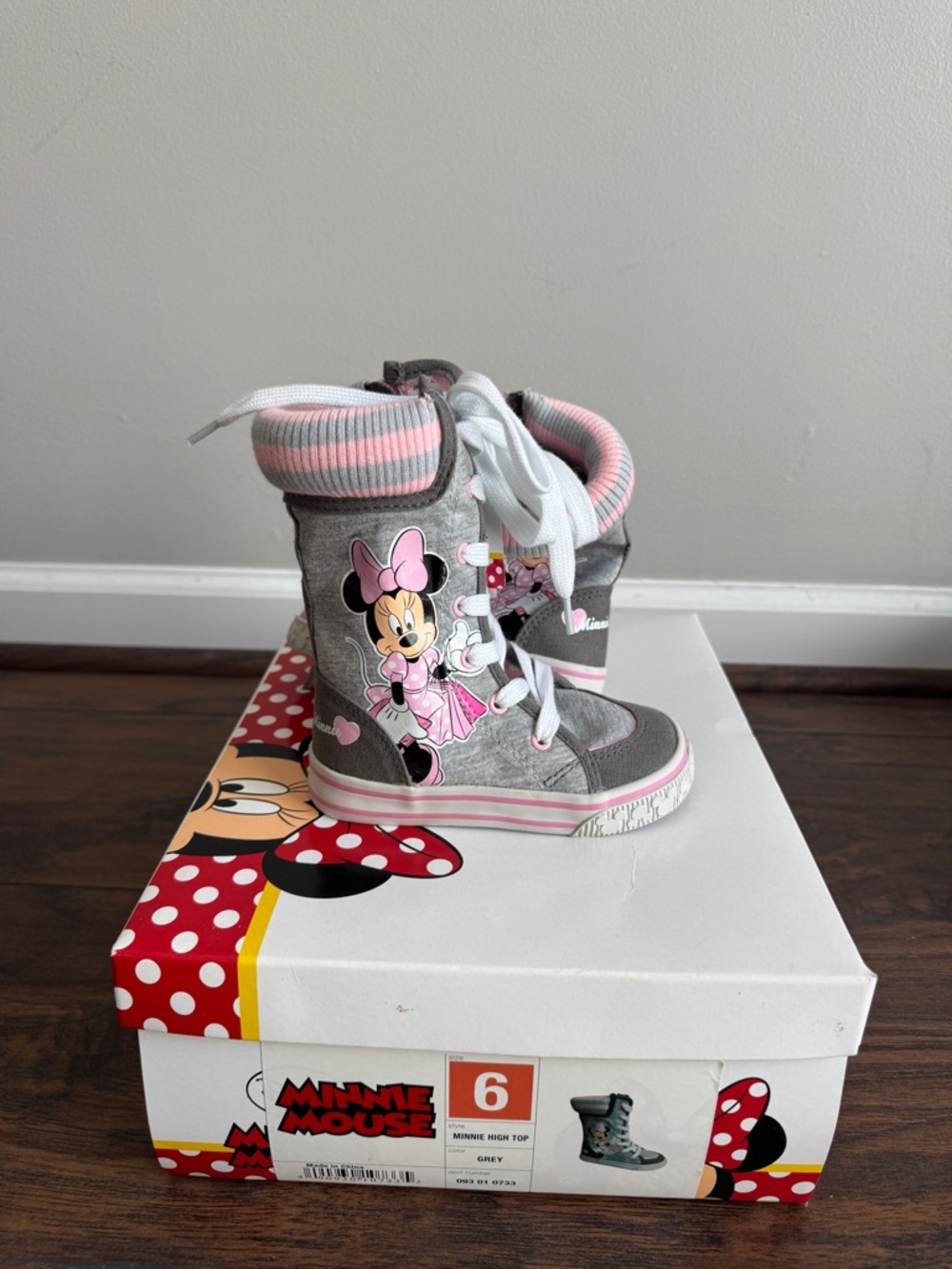 Disney Gray and Pink Minnie High-Top Sneakers